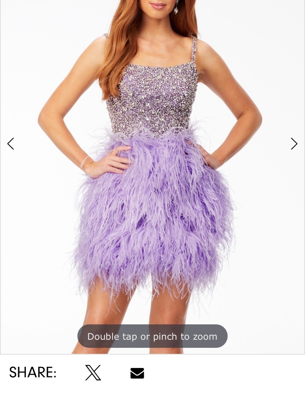 Lilac Feathered Homecoming, cocktail party Dress with Embellished Bodice
